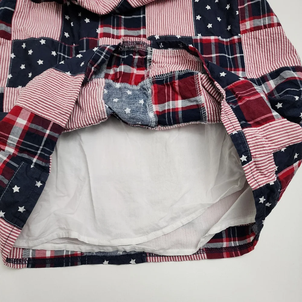 Girls Gymboree American Cutie Red White & Blue Madras Flutter Bow Dress Size 10